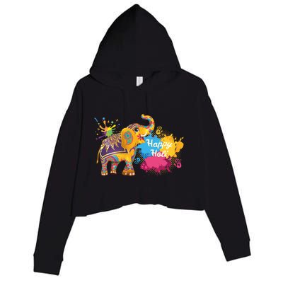 Funny Festival Colorful Elephant Color India Happy Holi Gift Crop Fleece Hoodie