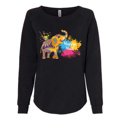 Funny Festival Colorful Elephant Color India Happy Holi Gift Womens California Wash Sweatshirt