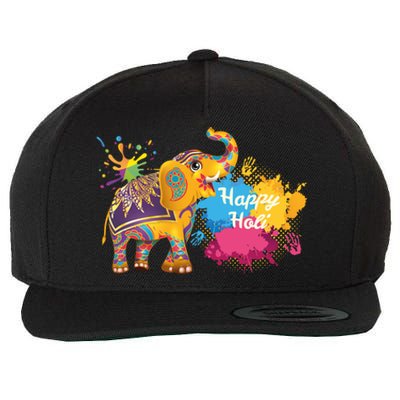 Funny Festival Colorful Elephant Color India Happy Holi Gift Wool Snapback Cap