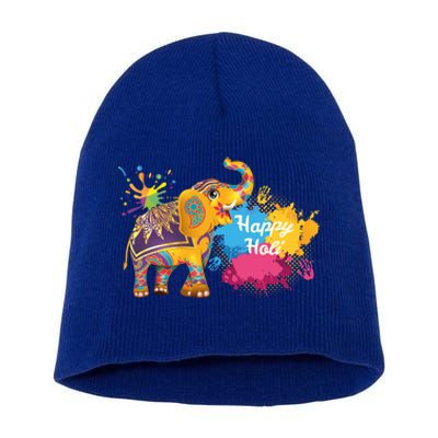 Funny Festival Colorful Elephant Color India Happy Holi Gift Short Acrylic Beanie