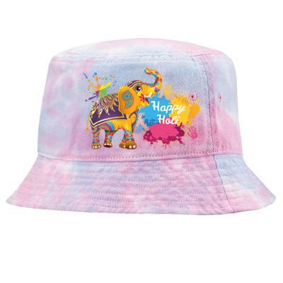 Funny Festival Colorful Elephant Color India Happy Holi Gift Tie-Dyed Bucket Hat