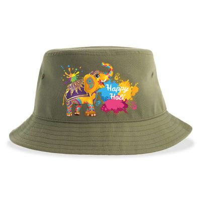 Funny Festival Colorful Elephant Color India Happy Holi Gift Sustainable Bucket Hat