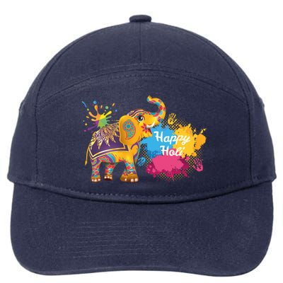 Funny Festival Colorful Elephant Color India Happy Holi Gift 7-Panel Snapback Hat