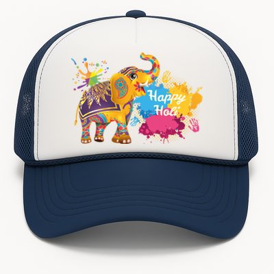 Funny Festival Colorful Elephant Color India Happy Holi Gift Trucker Hat