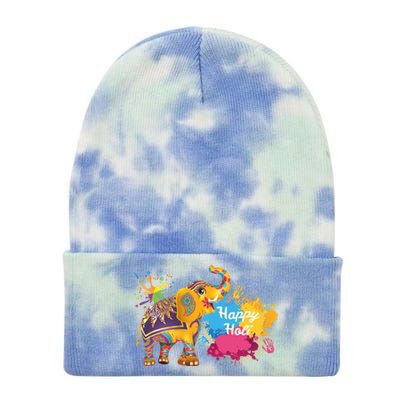 Funny Festival Colorful Elephant Color India Happy Holi Gift Tie Dye 12in Knit Beanie