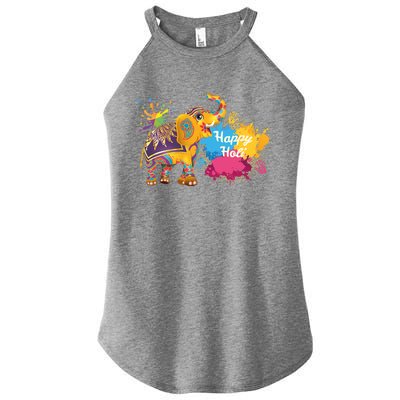 Funny Festival Colorful Elephant Color India Happy Holi Gift Women’s Perfect Tri Rocker Tank