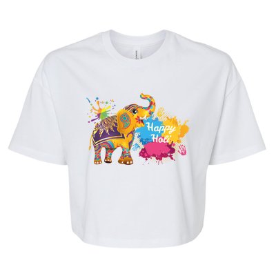 Funny Festival Colorful Elephant Color India Happy Holi Gift Bella+Canvas Jersey Crop Tee