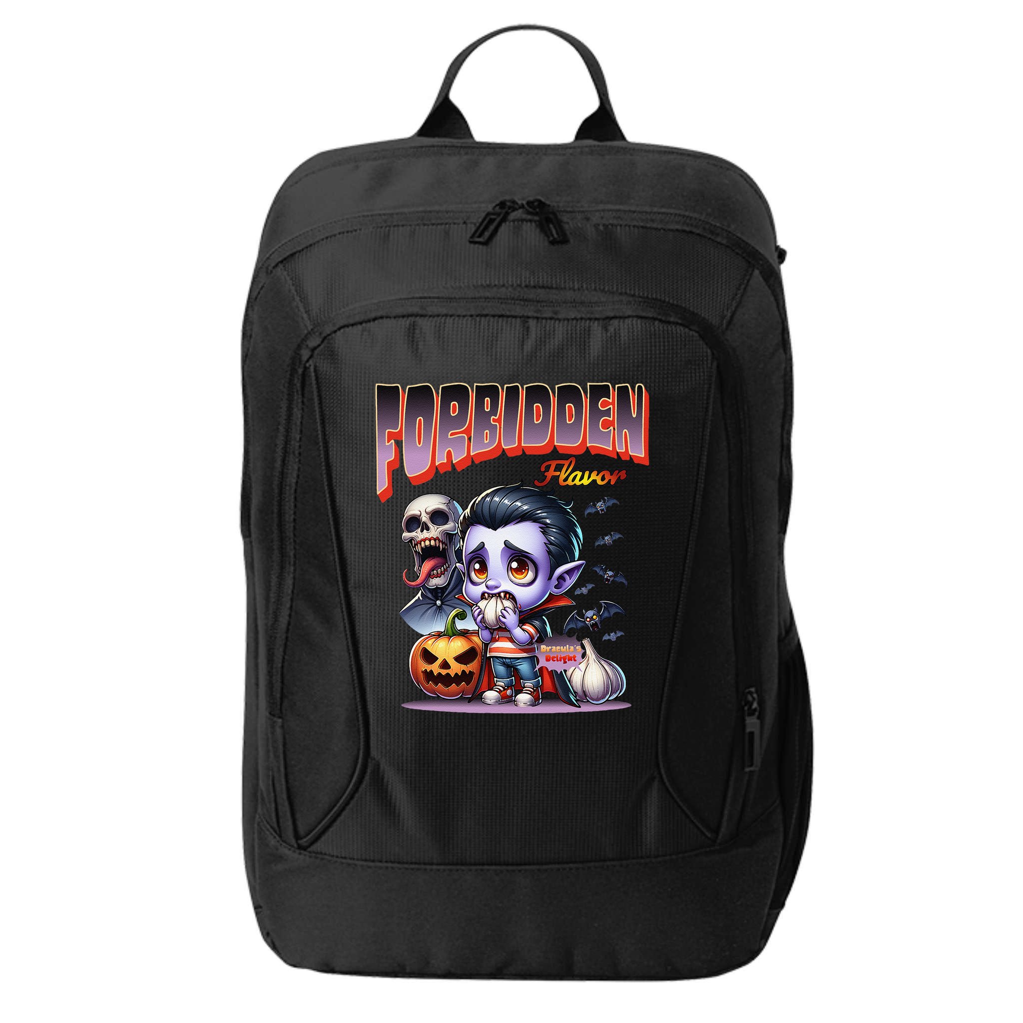 Forbidden Flavor Cute Dracula Halloween Garlic Theme City Backpack