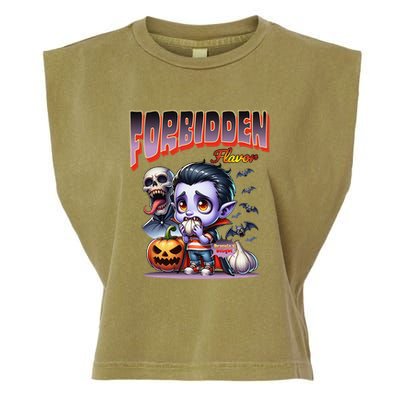 Forbidden Flavor Cute Dracula Halloween Garlic Theme Garment-Dyed Women's Muscle Tee