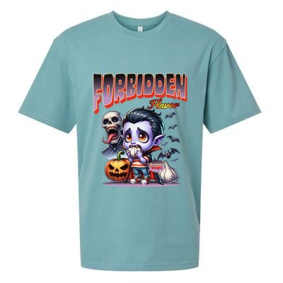 Forbidden Flavor Cute Dracula Halloween Garlic Theme Sueded Cloud Jersey T-Shirt