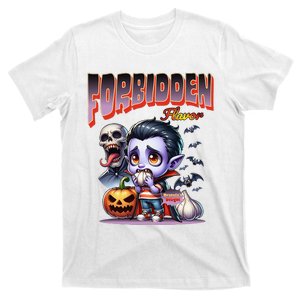 Forbidden Flavor Cute Dracula Halloween Garlic Theme T-Shirt