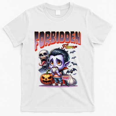 Forbidden Flavor Cute Dracula Halloween Garlic Theme T-Shirt