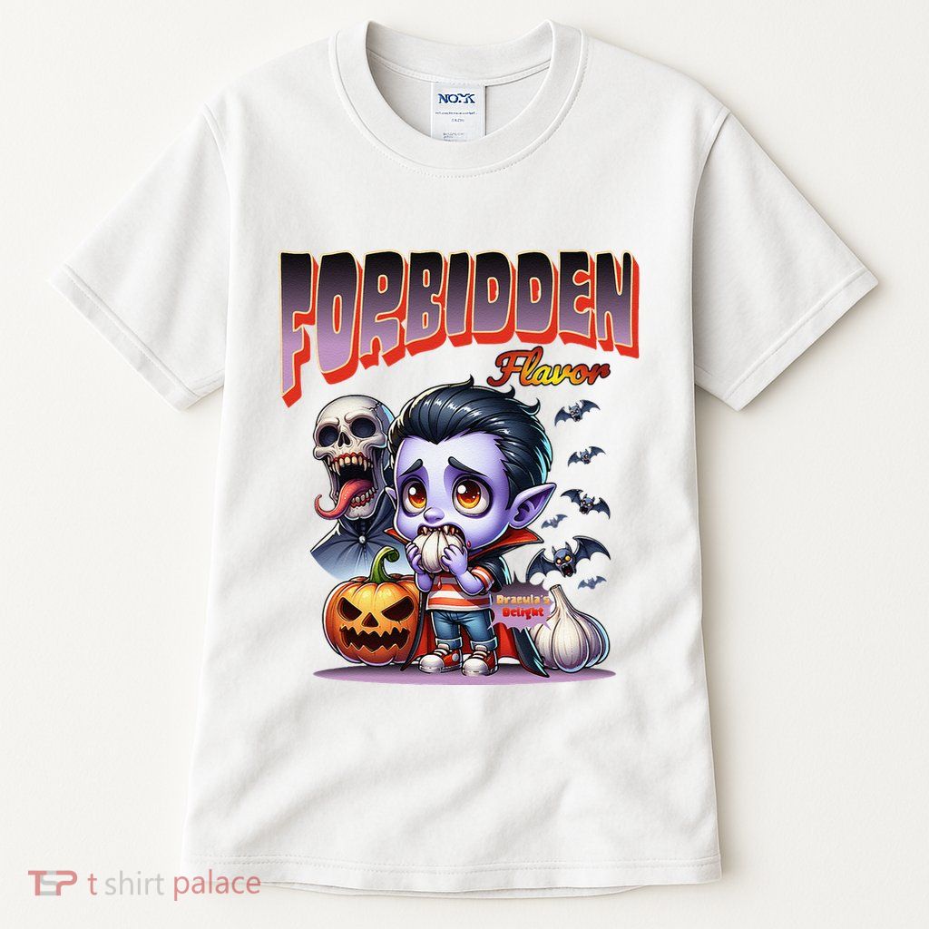 Forbidden Flavor Cute Dracula Halloween Garlic Theme Tall T-Shirt