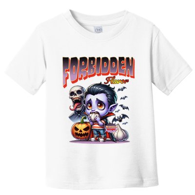 Forbidden Flavor Cute Dracula Halloween Garlic Theme Toddler T-Shirt
