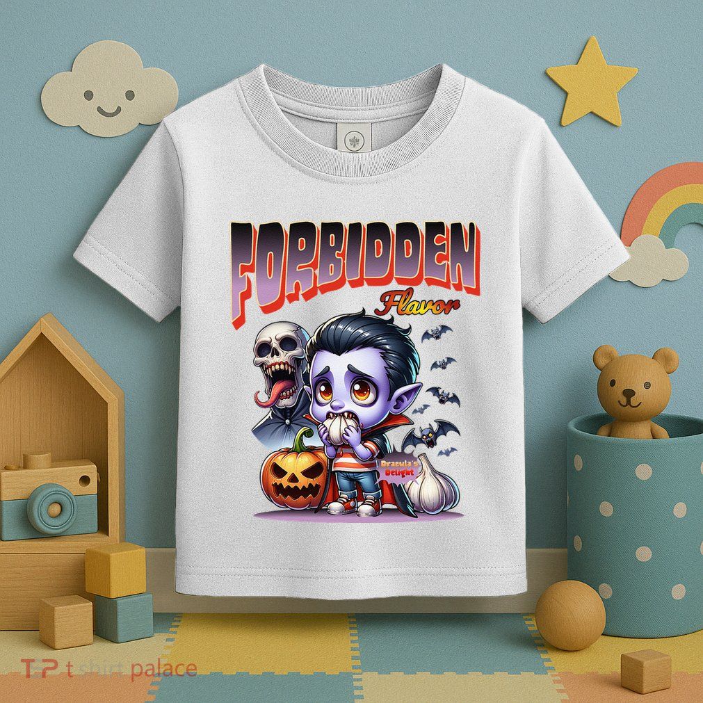 Forbidden Flavor Cute Dracula Halloween Garlic Theme Toddler T-Shirt