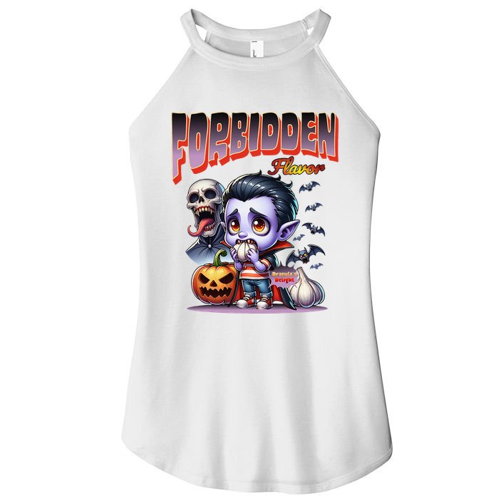 Forbidden Flavor Cute Dracula Halloween Garlic Theme Women's Perfect Tri Rocker Tank