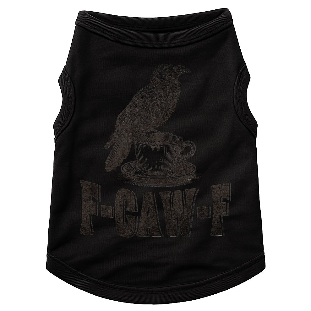 Funny F-CAW-F Crow Coffee Humor Graphic Gift Doggie Tank
