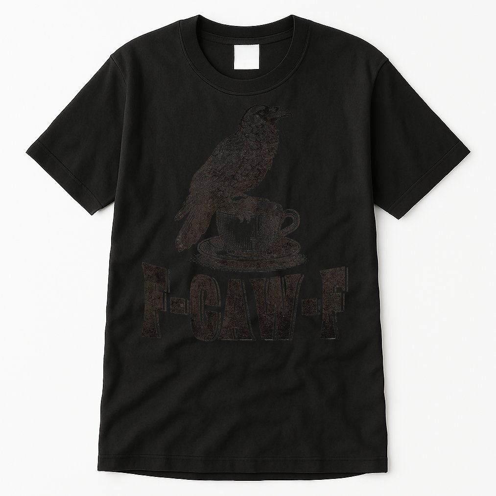 Funny F-CAW-F Crow Coffee Humor Graphic Gift Tall T-Shirt