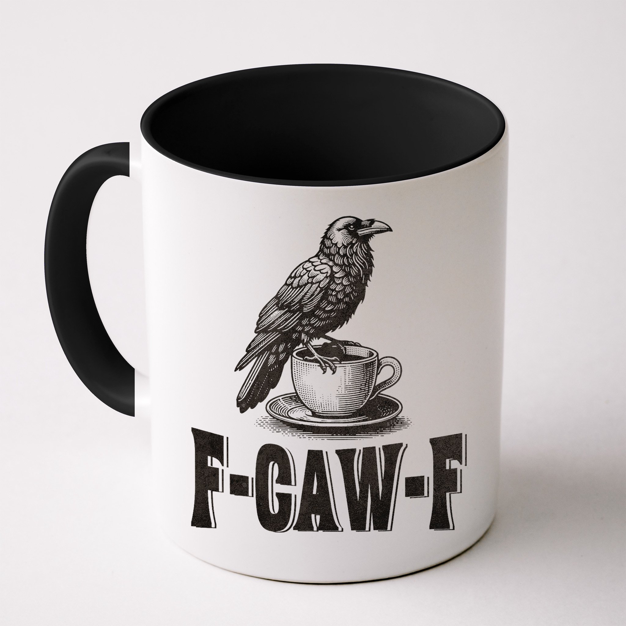 Funny F-CAW-F Crow Coffee Humor Graphic Gift Mug