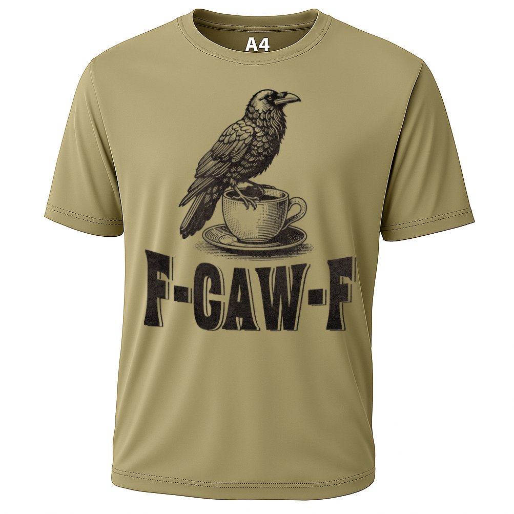 Funny F-CAW-F Crow Coffee Humor Graphic Gift Performance Shirt