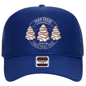 Farm Fresh Christmas Tree Cakes Funny ChristmasChristmas Gift Christmas In Ju High Crown Mesh Back Trucker Hat