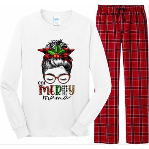 Festive Family Christmas Merry Mama's Messy Bun Long Sleeve Pajama Set