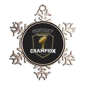 Fantasy Football Champion 2024 Shield Trophy Emblem Metallic Star Ornament