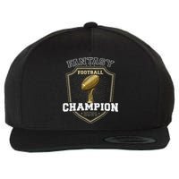 Fantasy Football Champion 2024 Shield Trophy Emblem Wool Snapback Cap