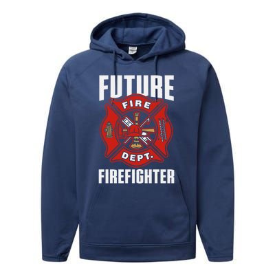 Future Firefighter Cute Firefighter for Boy Performance Fleece Hoodie