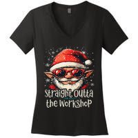 Fun Festive Christmas Straight Outta The Workshop Elf Women's V-Neck T-Shirt