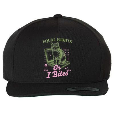 Funny Feminist Cat Equal Rights Or I Bites Cat Kitty Lover Wool Snapback Cap
