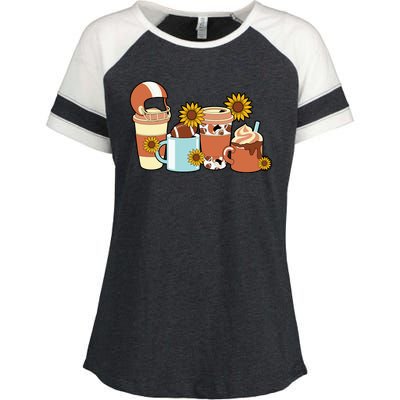 Football Fall Coffee Lover Enza Ladies Jersey Colorblock Tee