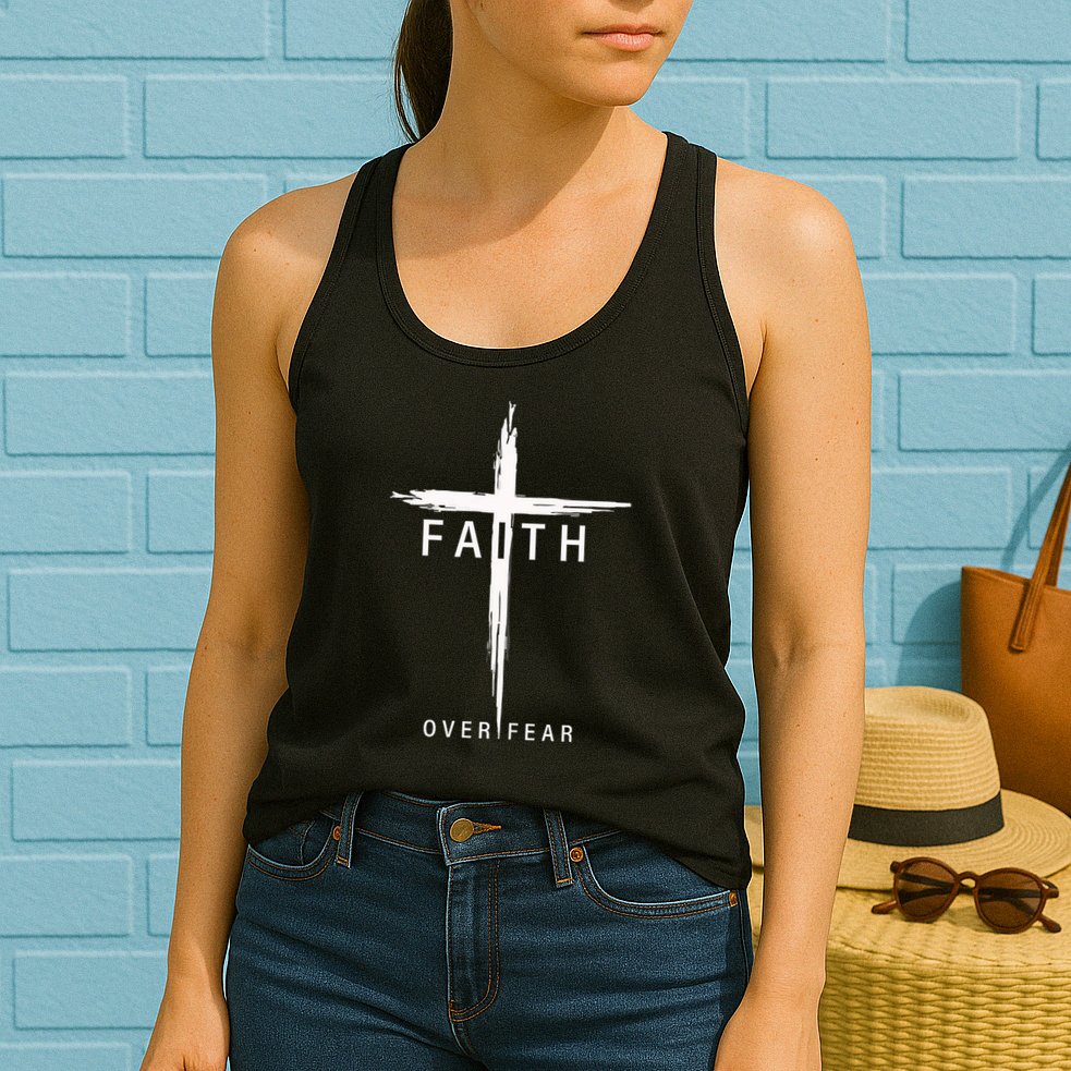Faith Fear Christian Cross Jesus Christ Men Women Christians Womens Tank Top