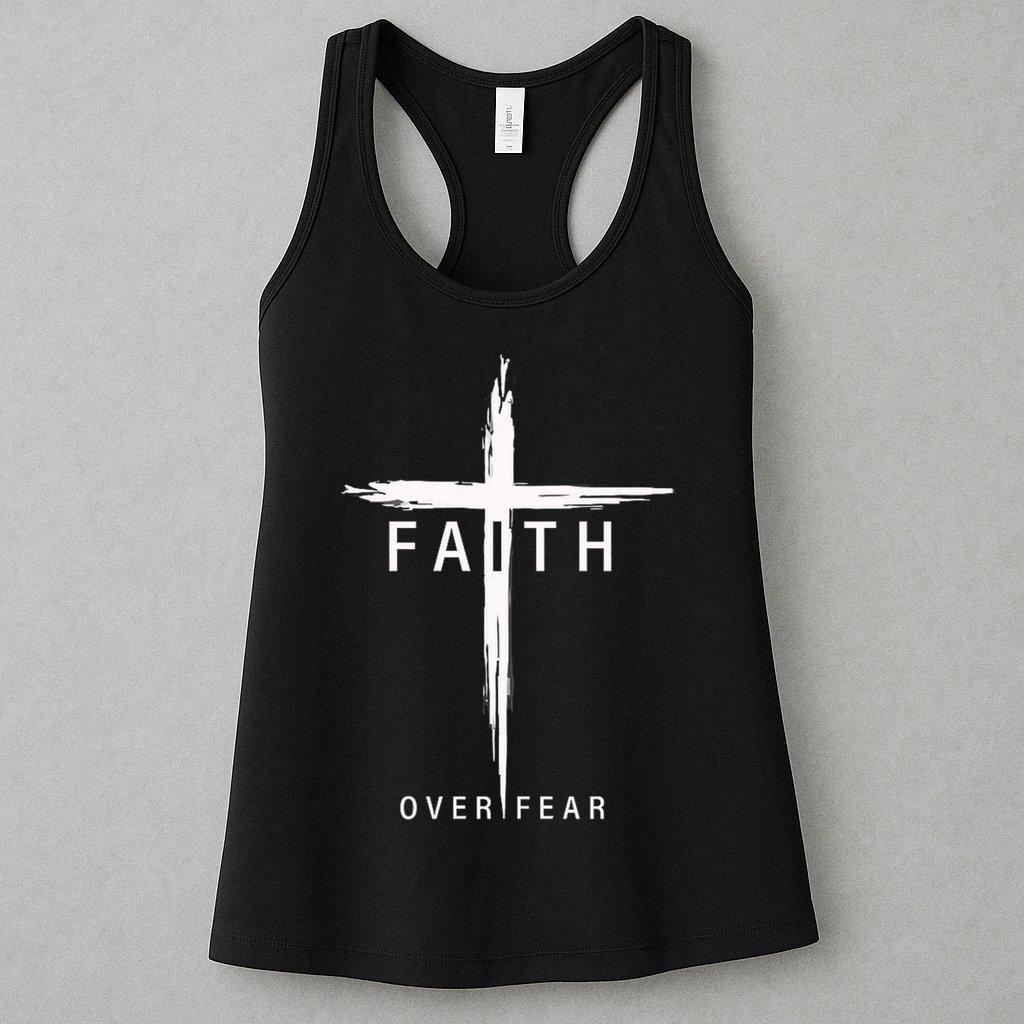 Faith Fear Christian Cross Jesus Christ Men Women Christians Womens Tank Top