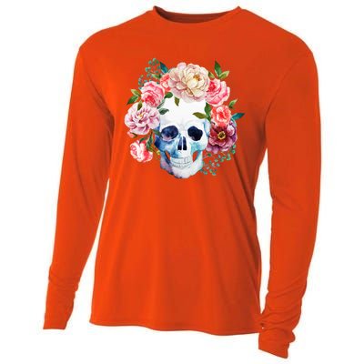 Fancy Flower Crown Skull Cooling Performance Long Sleeve Crew