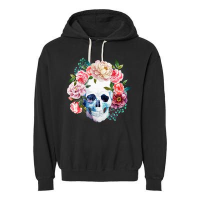 Fancy Flower Crown Skull Garment-Dyed Fleece Hoodie