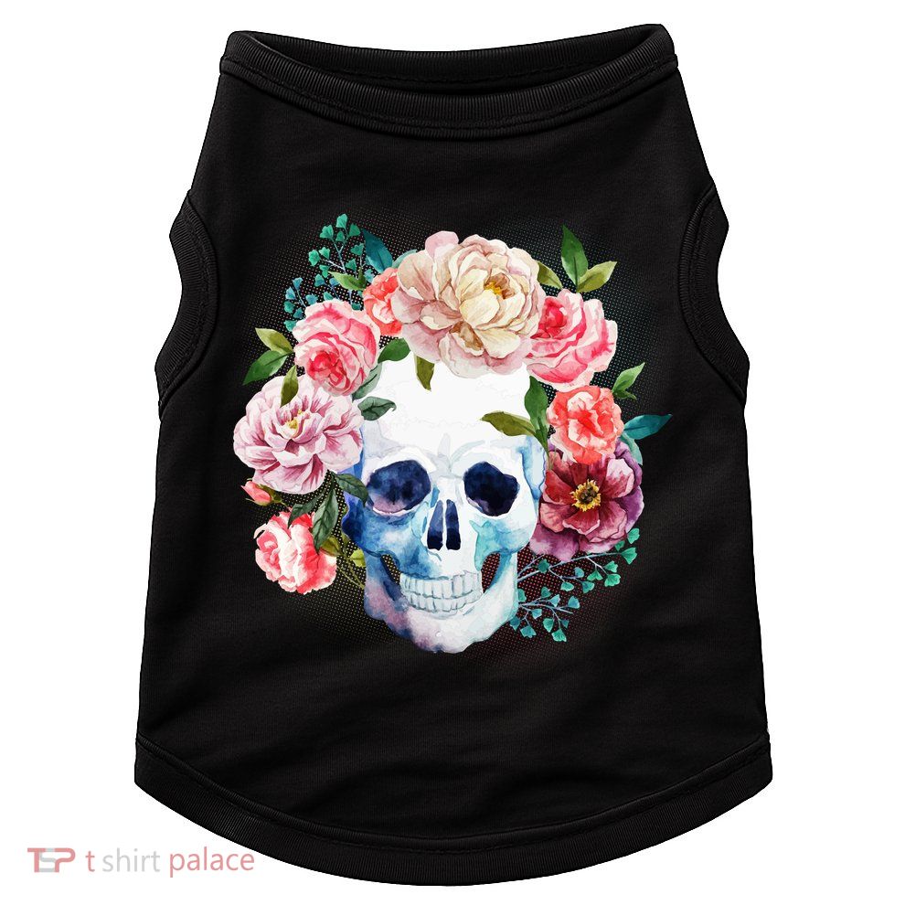 Fancy Flower Crown Skull Doggie Tank