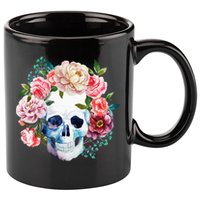 Fancy Flower Crown Skull 11oz C Handle Ceramic Mug