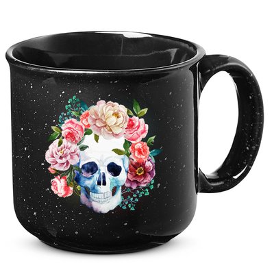 Fancy Flower Crown Skull 15oz Campfire Ceramic Mug
