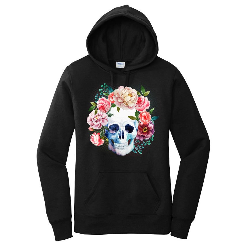 Fancy Flower Crown Skull Women's Pullover Hoodie