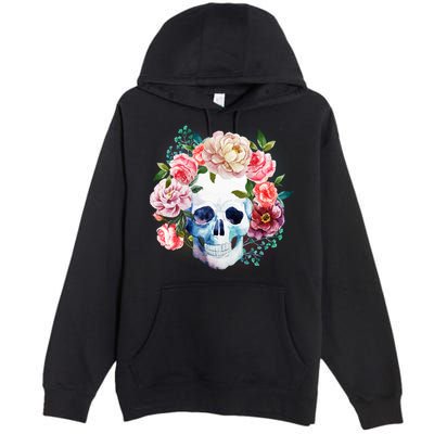 Fancy Flower Crown Skull Premium Pullover Hoodie