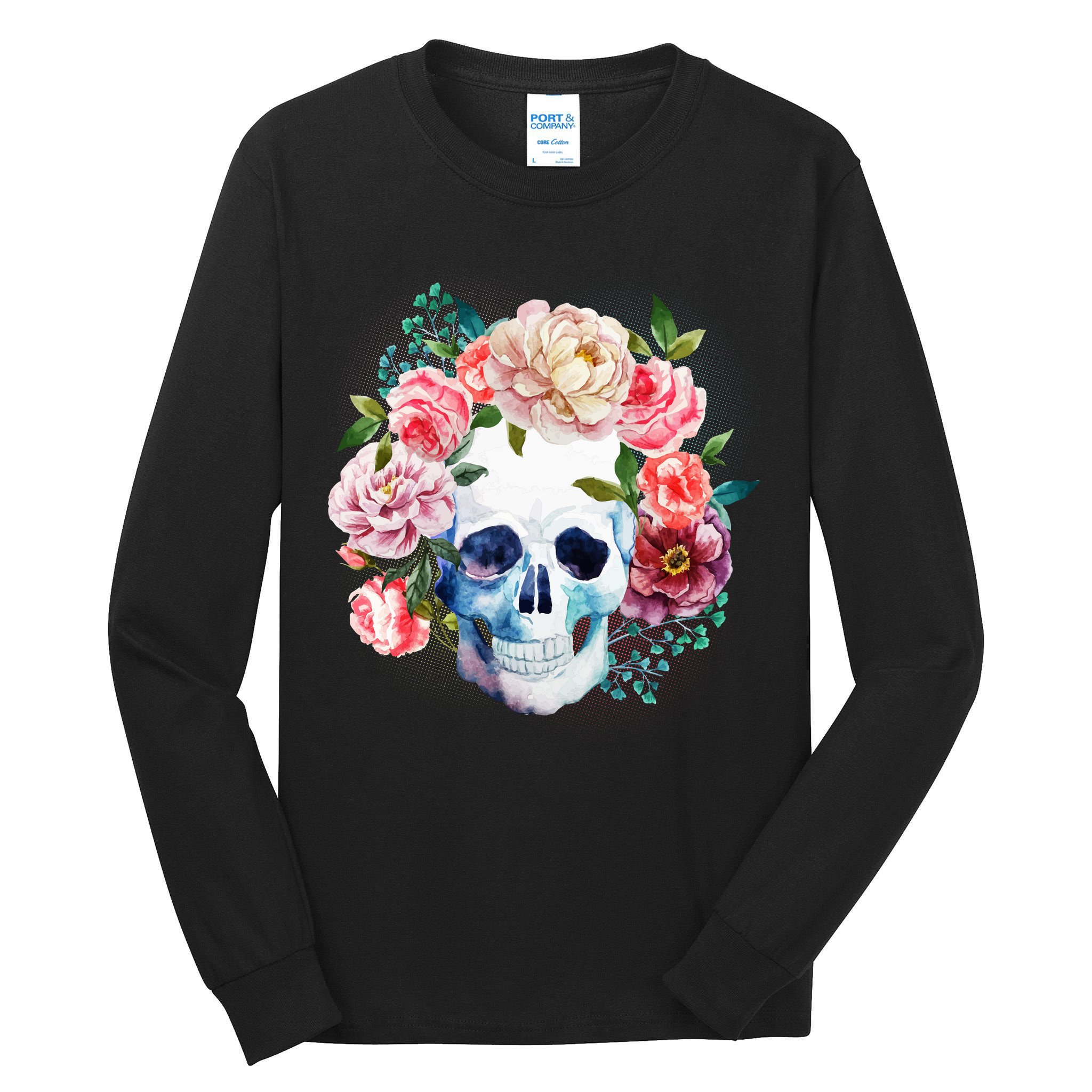 Fancy Flower Crown Skull Tall Long Sleeve T-Shirt