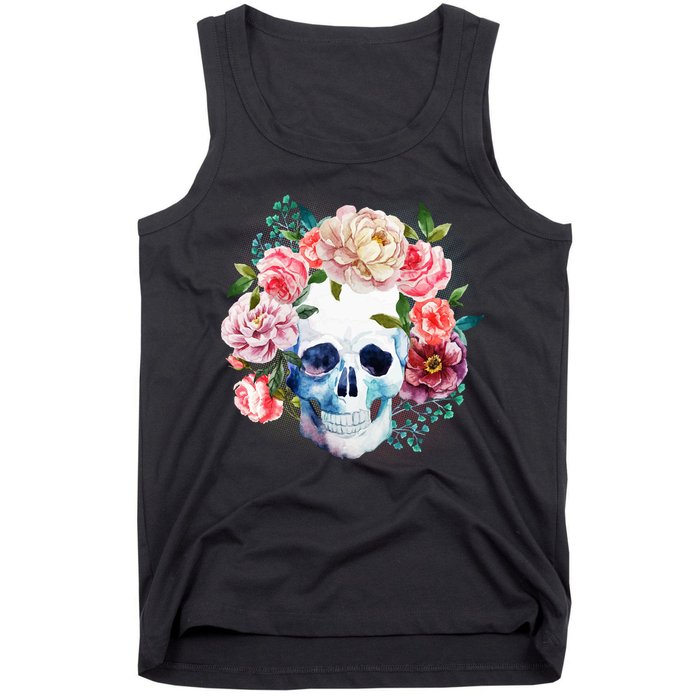 Fancy Flower Crown Skull Tank Top