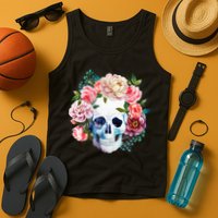 Fancy Flower Crown Skull Tank Top