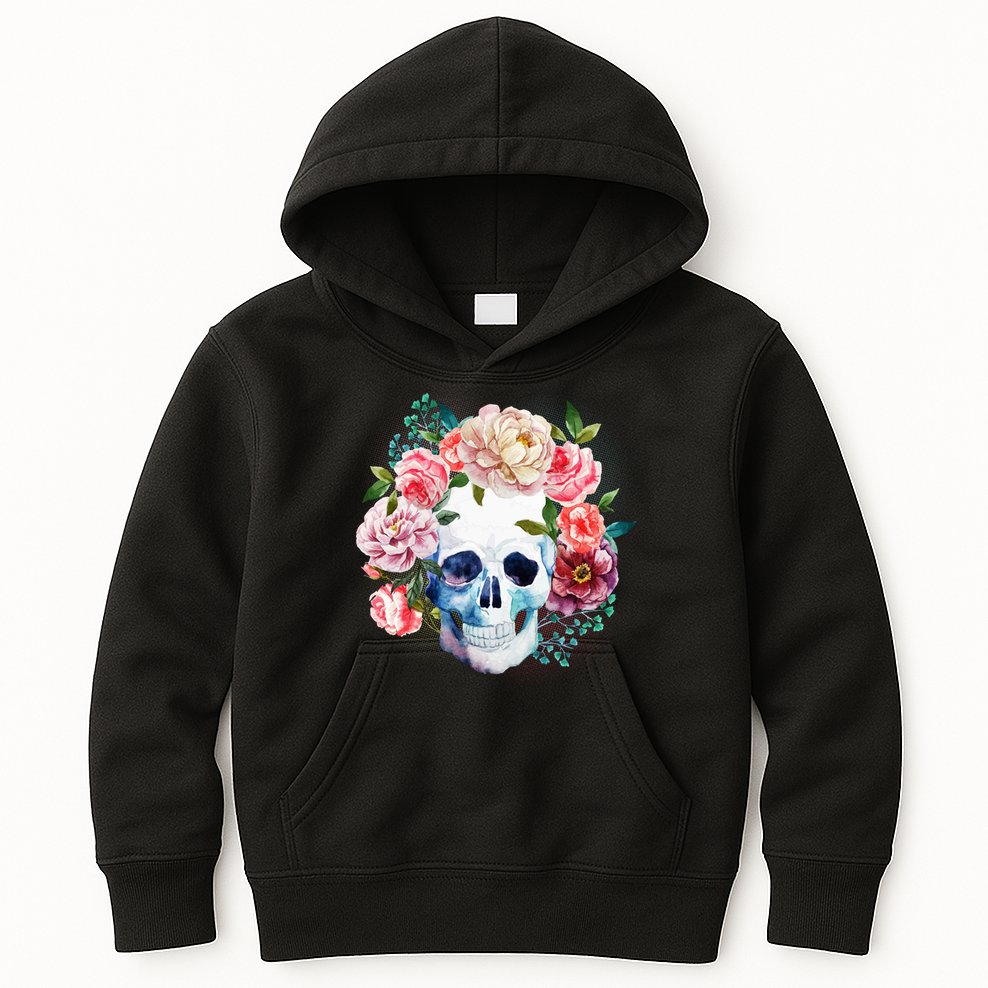 Fancy Flower Crown Skull Kids Hoodie