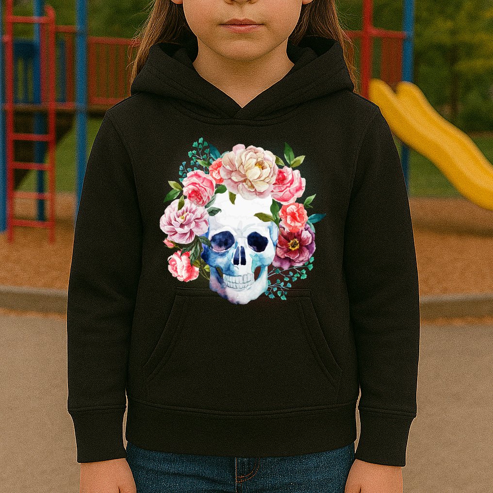 Fancy Flower Crown Skull Kids Hoodie