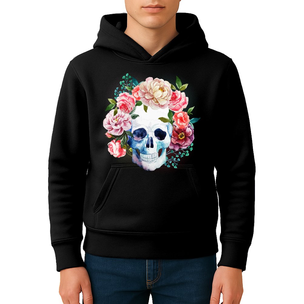 Fancy Flower Crown Skull Kids Hoodie