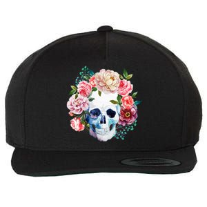 Fancy Flower Crown Skull Wool Snapback Cap