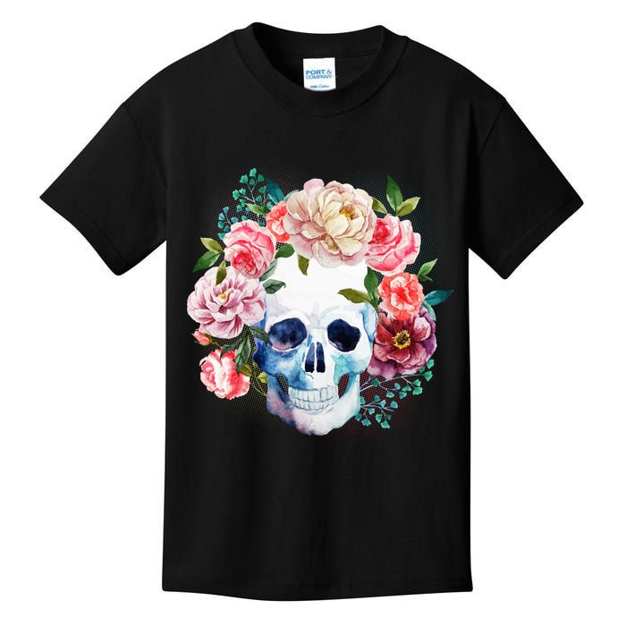 Fancy Flower Crown Skull Kids T-Shirt