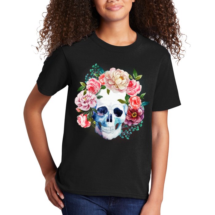 Fancy Flower Crown Skull Kids T-Shirt